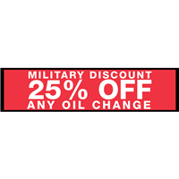 2' x 8' FullSpeed Automotive Red Military Discount $25 Standard Oil Changes Mesh Bay Banner (single-sided)