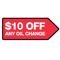 46" x 18" FullSpeed Automotive Red $10 Off Any Oil Change Spinner Sign (double-sided)