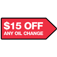 46" x 18" FullSpeed Automotive Red $15 Off Any Oil Change Spinner Sign (double-sided)