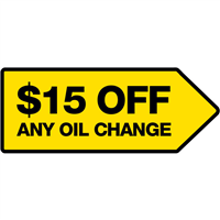 48" x 18" FullSpeed Automotive $15 Off Any Oil Change Spinner Sign (double-sided)