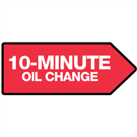46" x 18" FullSpeed Automotive Red 10-Minute Oil Change Spinner Sign (double-sided)