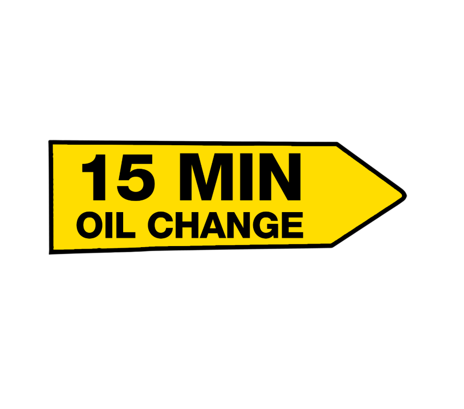 FullSpeed Automotive 46x18 Double Sided 15-Minute Oil Change Spinner Sign - YELLOW