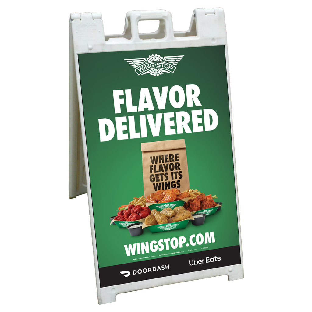 24"x36" Wingstop Flavor Delivered DoorDash UberEats Coroplast A-frame Insert Only (2023 art)