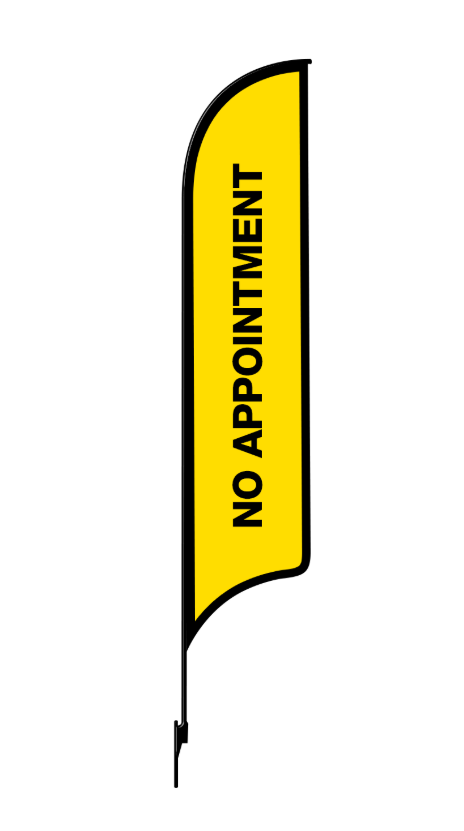 12' FullSpeed Automotive No Appointment AdverSail Flag - YELLOW